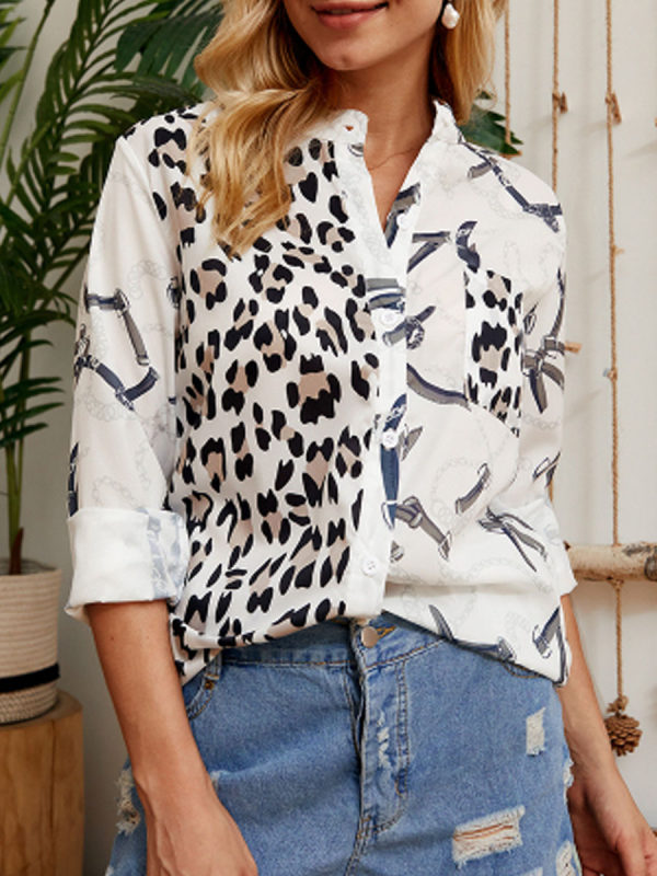 

Printed patchwork leopard shirt