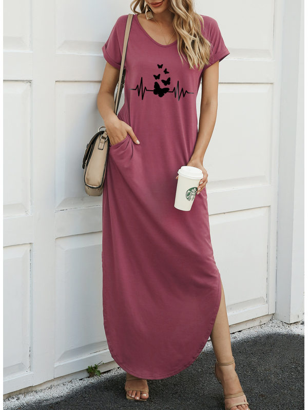 

Butterfly ECG print casual long skirt