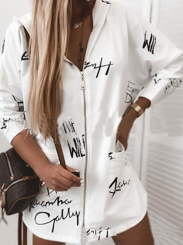 

Letter Print Zipped Jacket