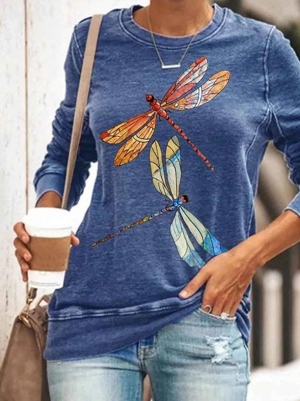 

Dragonfly Print Long Sleeve T-shirt