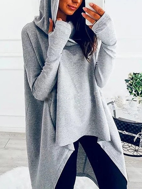 

Loose And Irregular Hem Hoodie