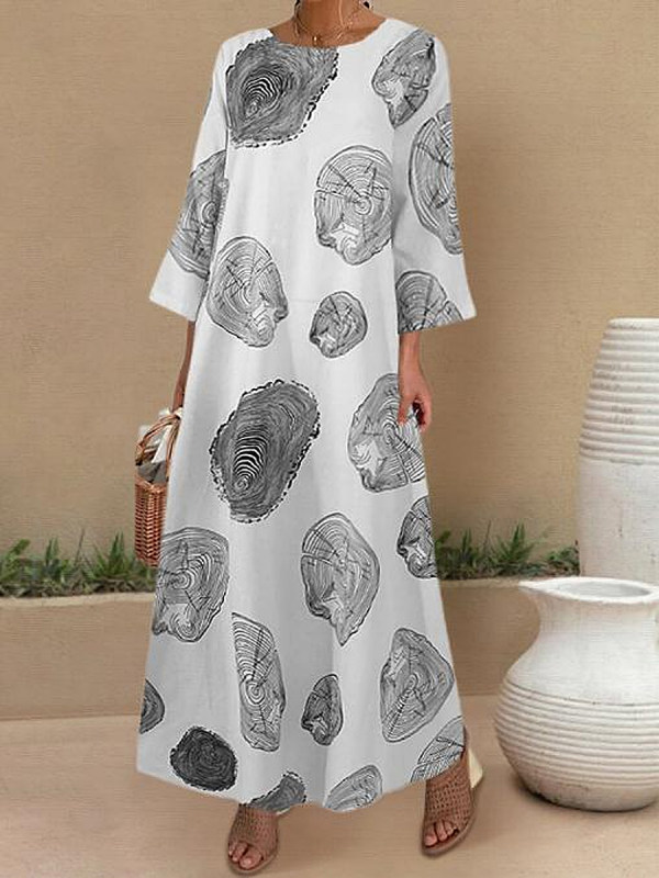 

Casual Printed Pocket Three-quarter Sleeve Dress
