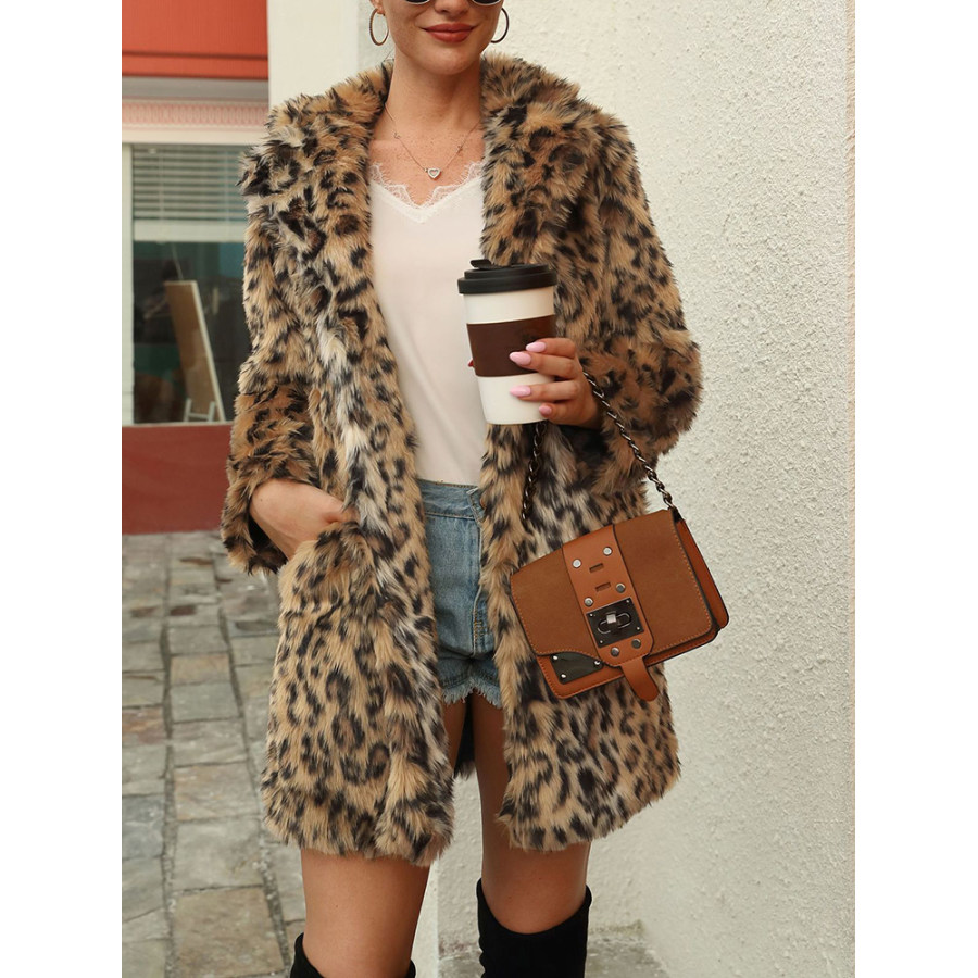 Fashion leopard faux fur coat