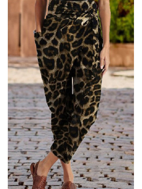 

Fashion casual leopard print waist harem pants