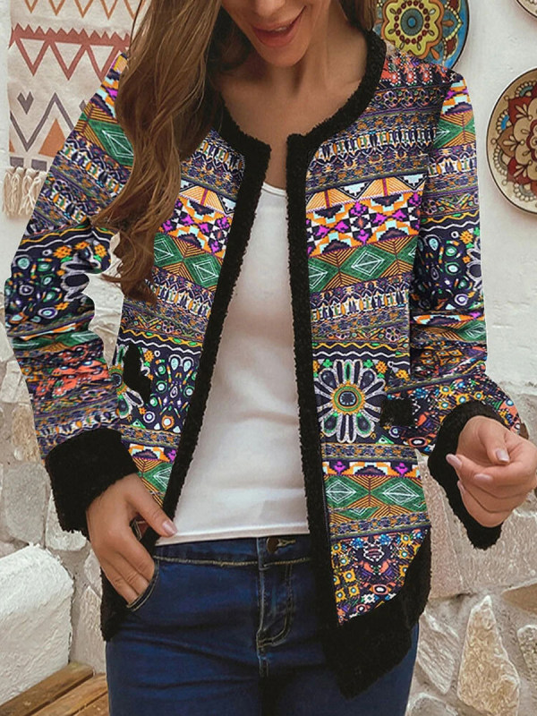 

Printed Long Sleeve Coat