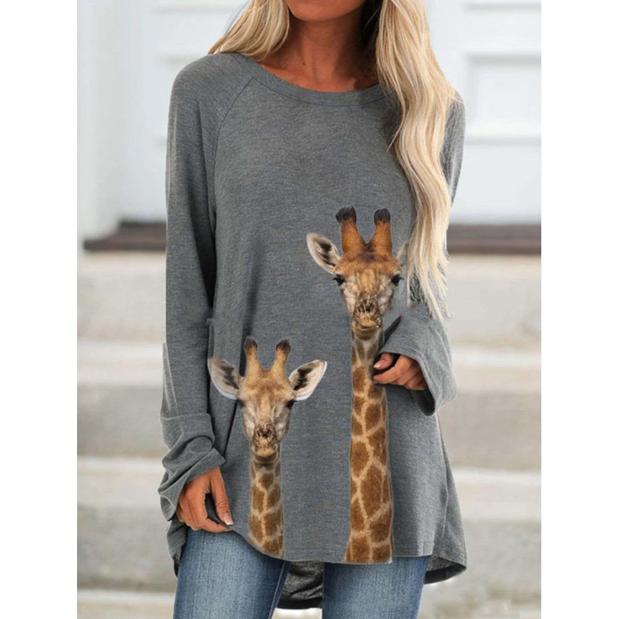 Animal Print Long Sleeve T shirt