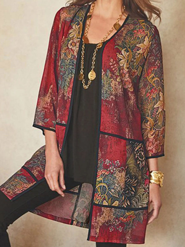 

Bohemian print long sleeve cardigan