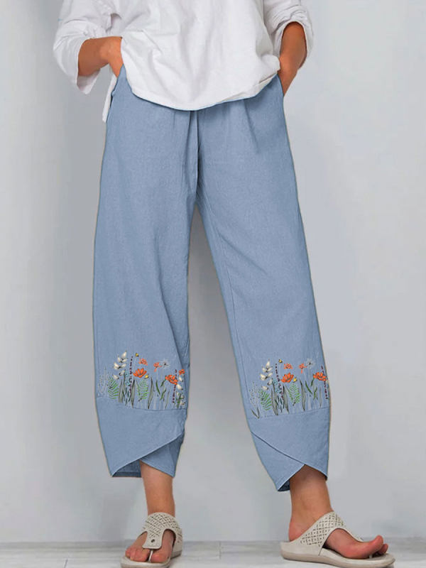 

Loose Printed Cotton Linen Pants