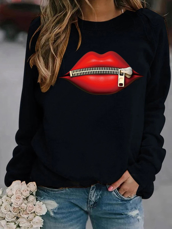 

Round Neck Print Long Sleeve T-shirt