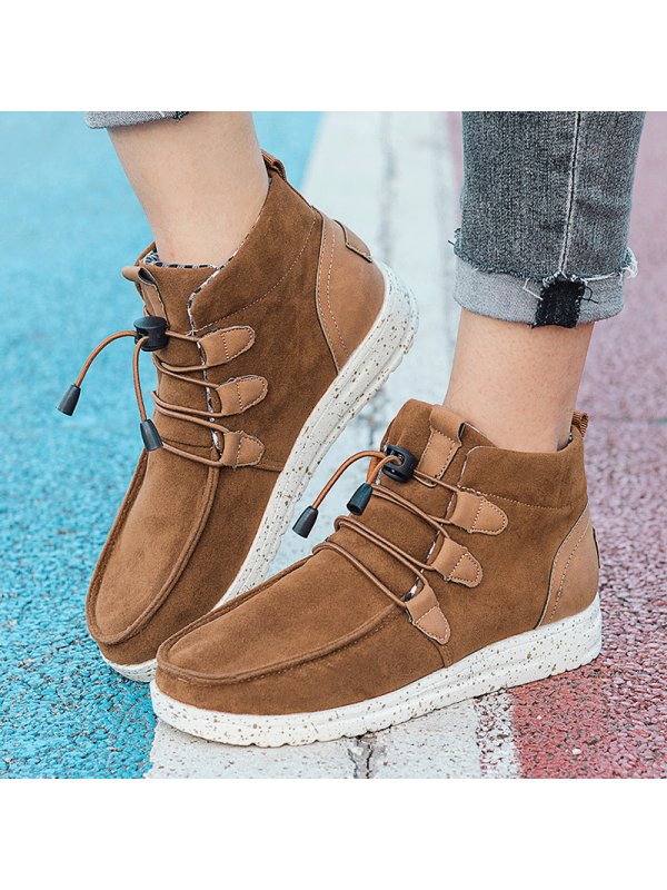 

Flat elastic casual suede ankle boots