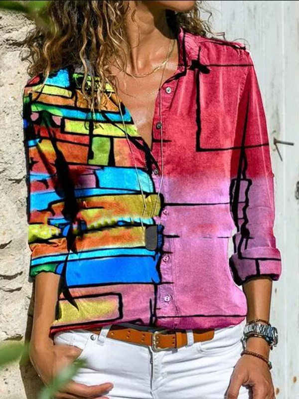 

Color Block Long Sleeve Shirt