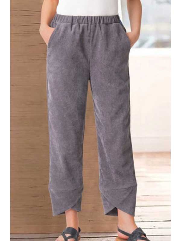 

Loose solid color casual pants