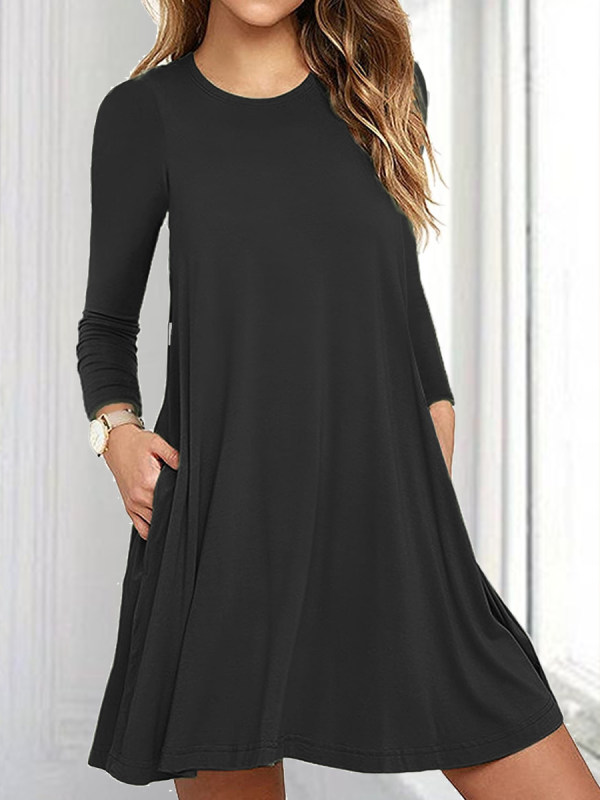 

Fashion Long Sleeve Pocket Dress