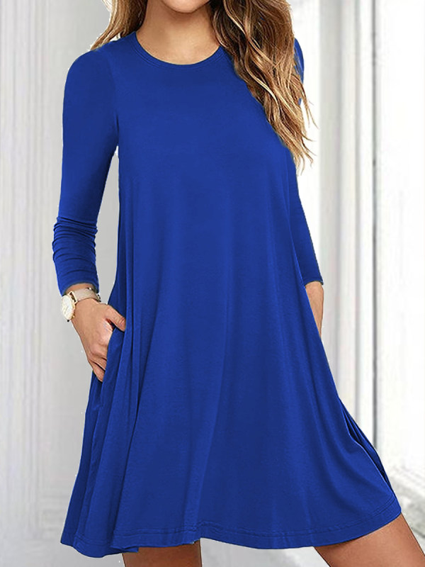 Fashion Long Sleeve Pocket Dress - holapick.com