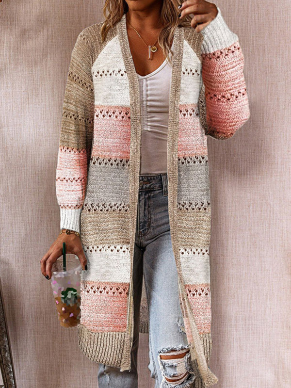 

Fashion casual color matching cardigan