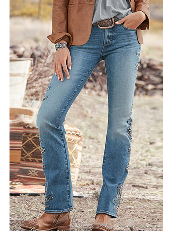 

Vintage embroidered straight-leg jeans
