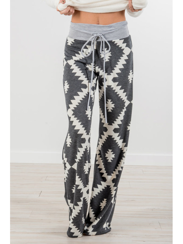 

Loose printed high-rise wide-leg trousers