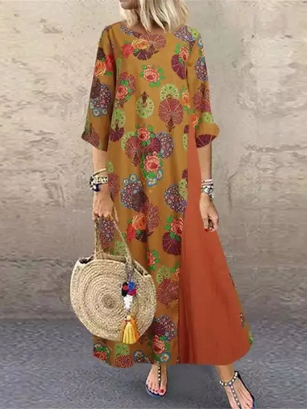 Casual Printed Round Neck Dress - Luvyle.chimpone.com 