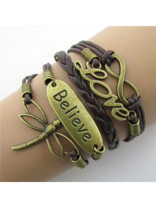 

Believe dragonfly love letter braided bracelet