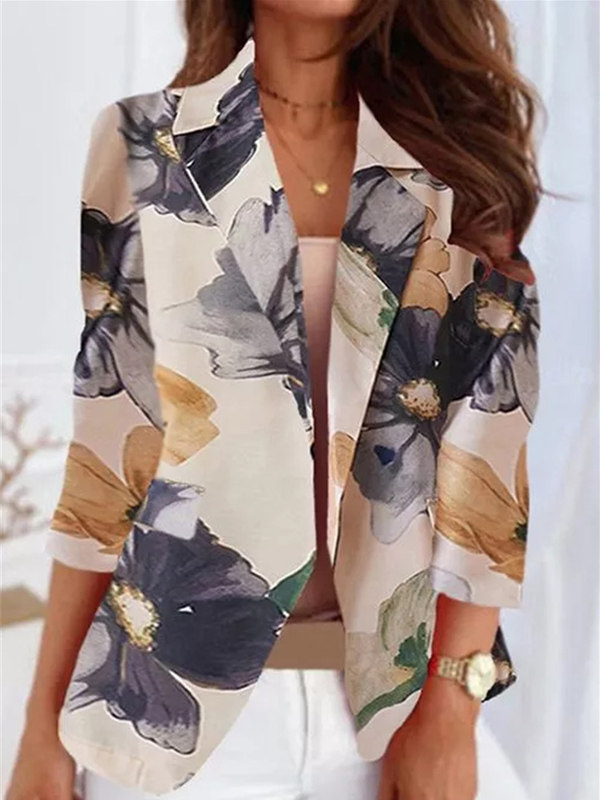 

Ethnic style ink print casual small suit