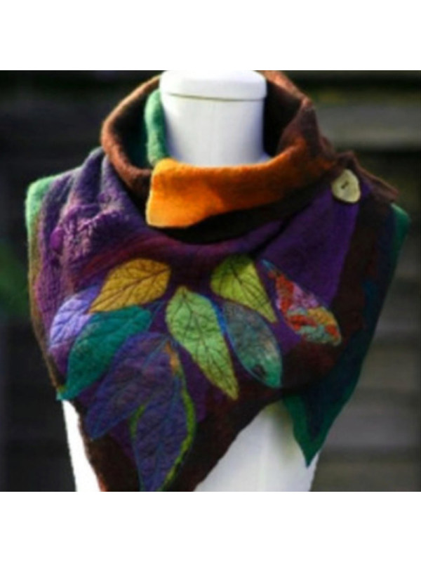 

Retro Digital Printing Leaf Irregular Scarf