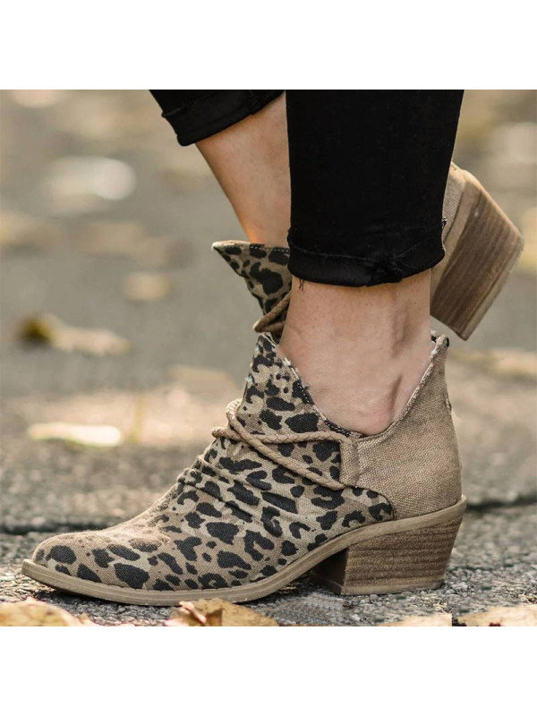 

Block-heel Pointed Leopard-print Boots