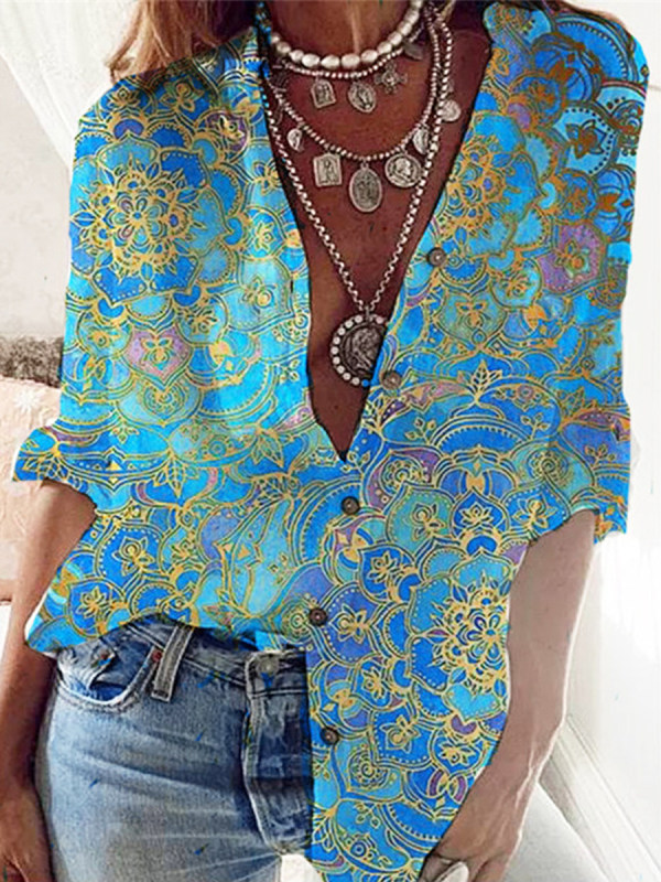 

Vintage Print Single Breasted Shirt