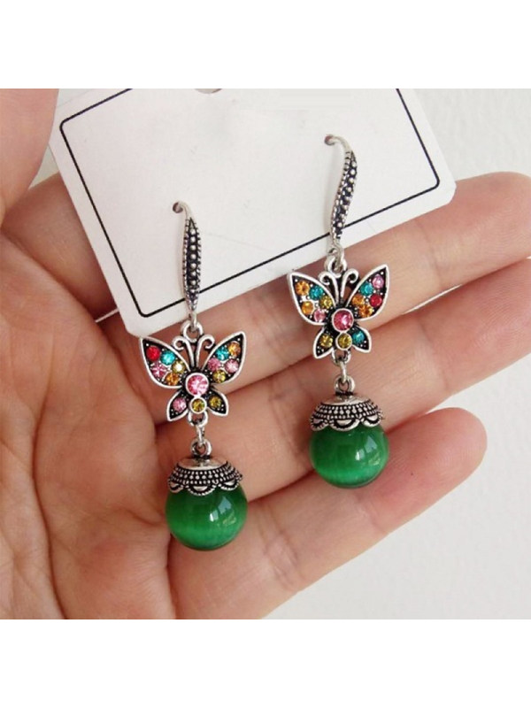 

Personalized retro butterfly diamond earrings