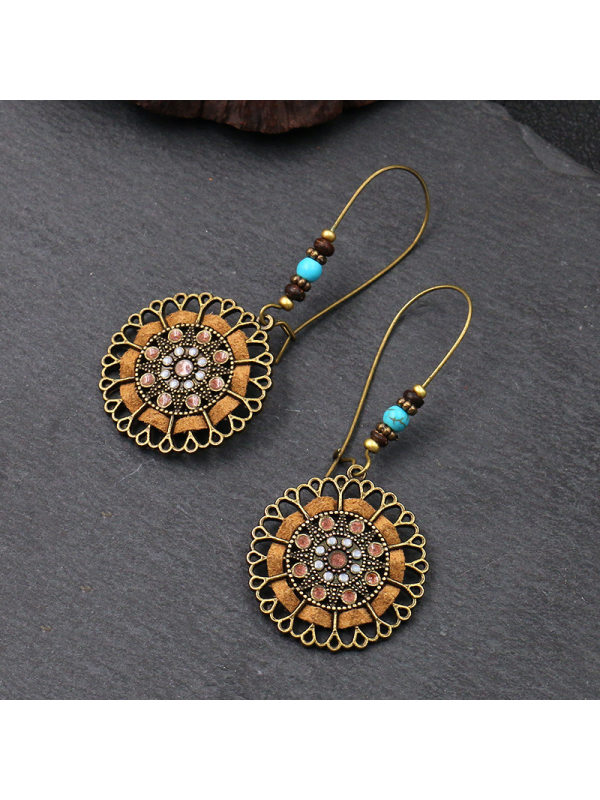 

Ethnic style hollow alloy earrings women