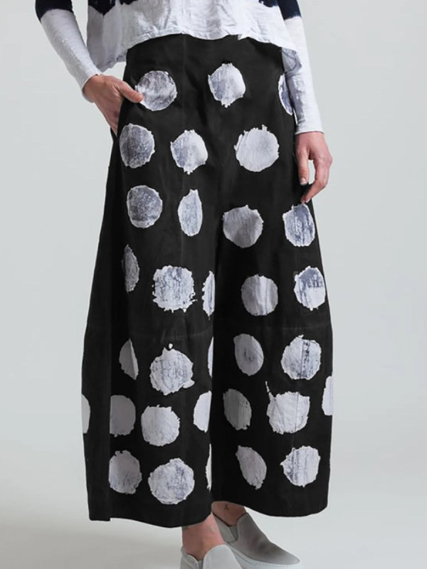 

Casual Polka Dot Print Pocket Wide-Leg Pants
