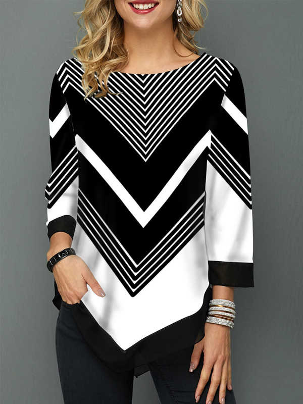 Fashion round neck loose irregular top