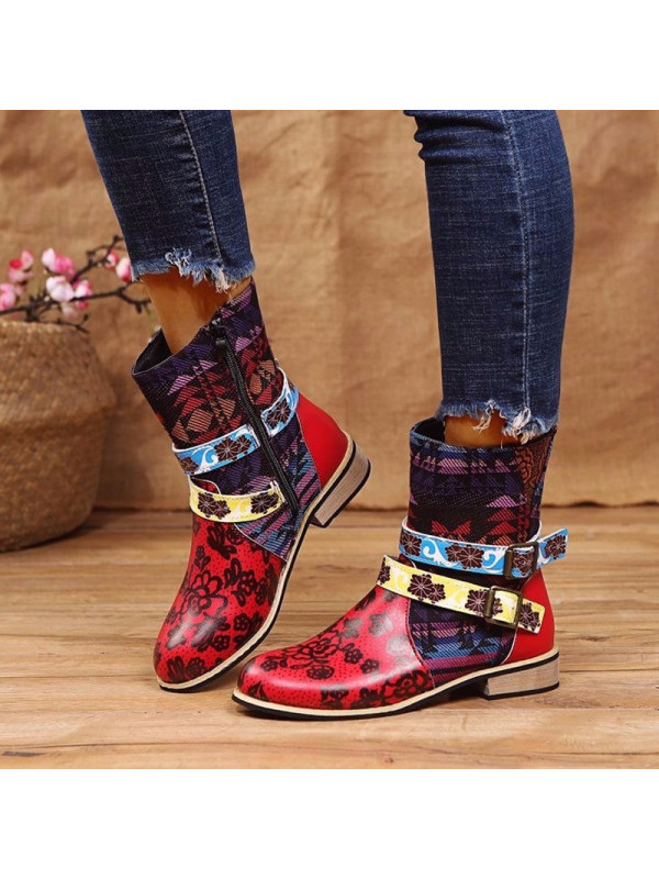 

Patterned Side Zip Mid Boots