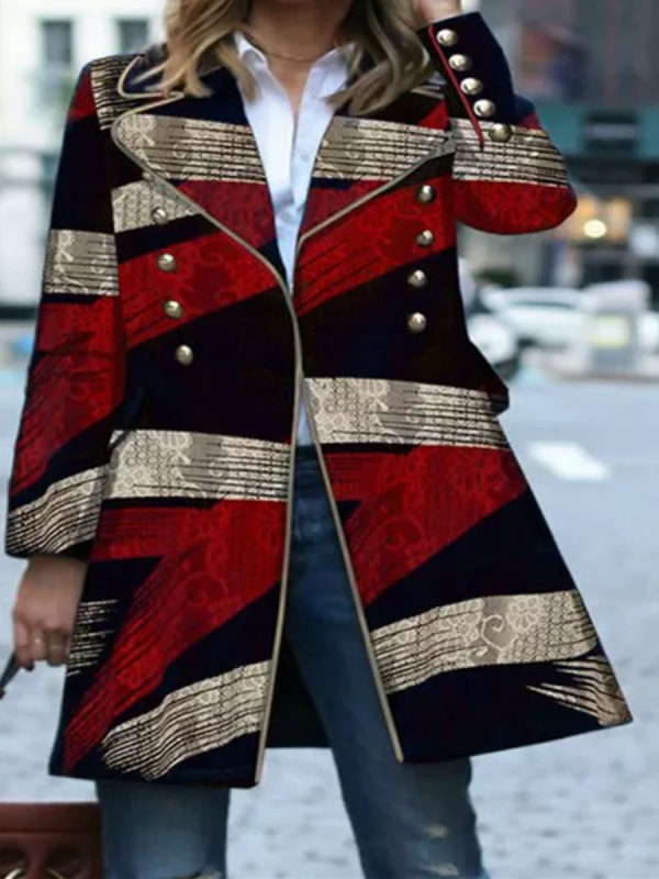 

Long button print coat