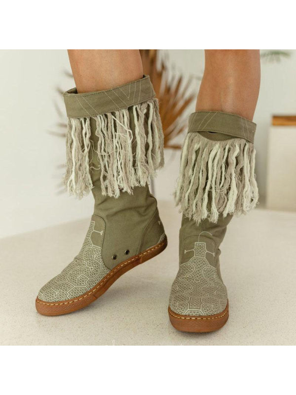 

Warm Tassel Mid-tube Snow Boots