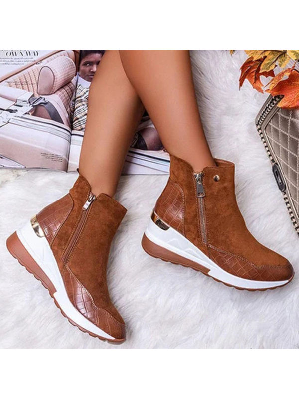 

Warm Wedge Side Zip Martin Boots