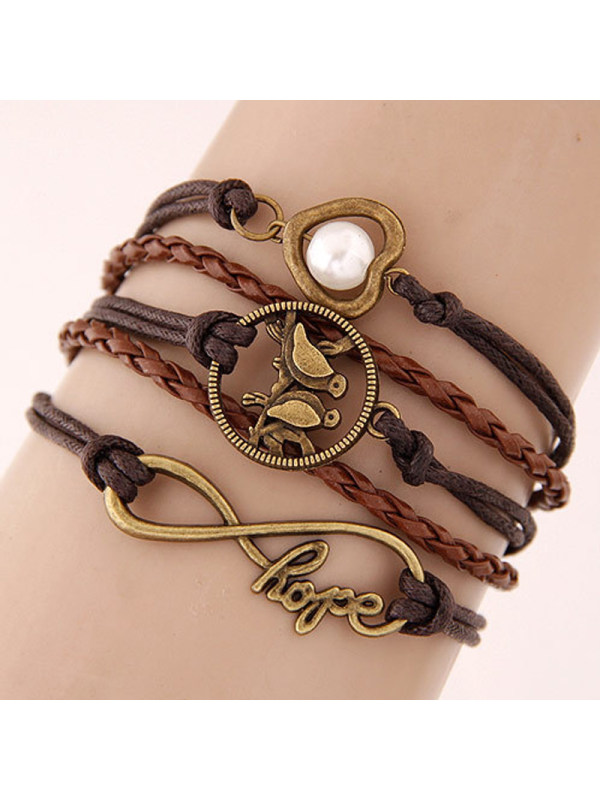 

Letter bird vintage multi-layer braided bracelet