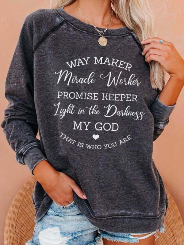 

Letter Print Long Sleeve Loose Sweatshirt