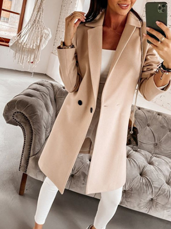 

Fashion Mid-Length Solid Color Suit Jacket