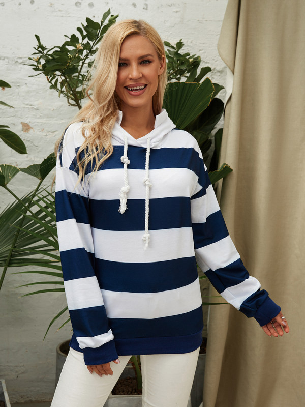 

Striped Printed Loose Hoody