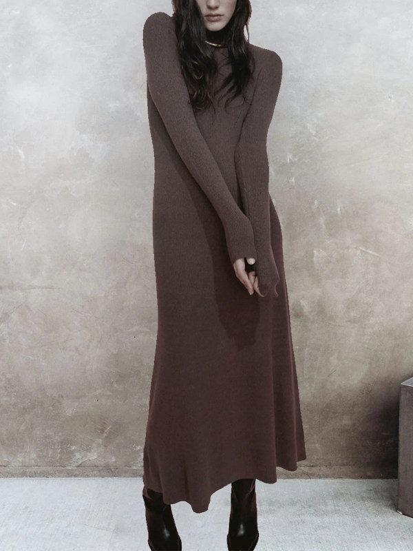 

Casual Long Sleeve Pure Colour Sweater dress