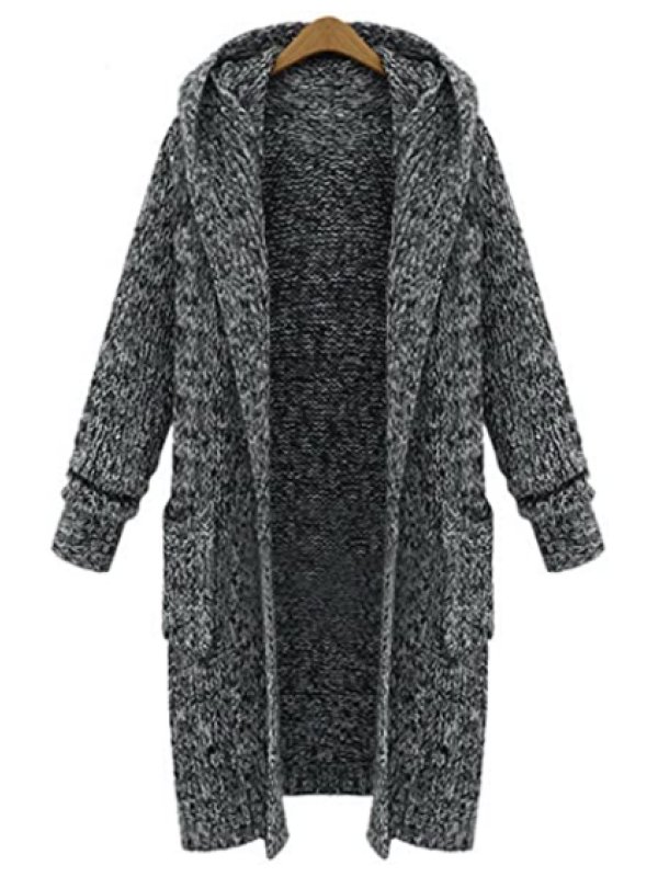 

Casual Long Sleeve Pure Colour Sweater coat