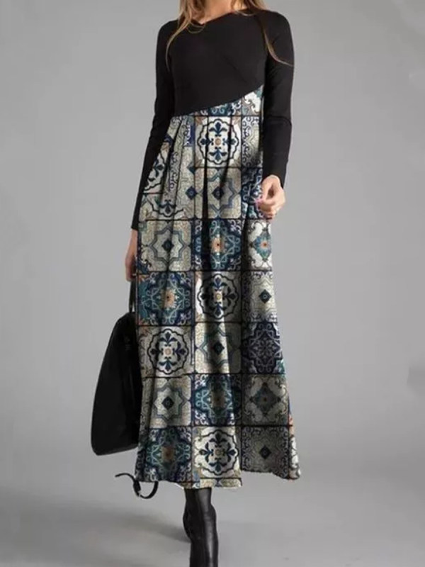 

Casual Printed Long Sleeve Dress