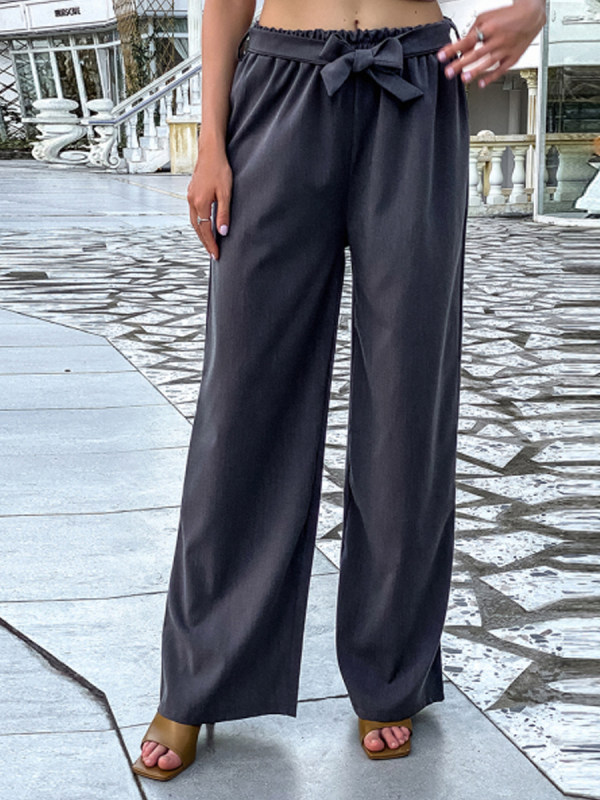 

Elastic Belt All-Match Straight Wide-Leg Pants