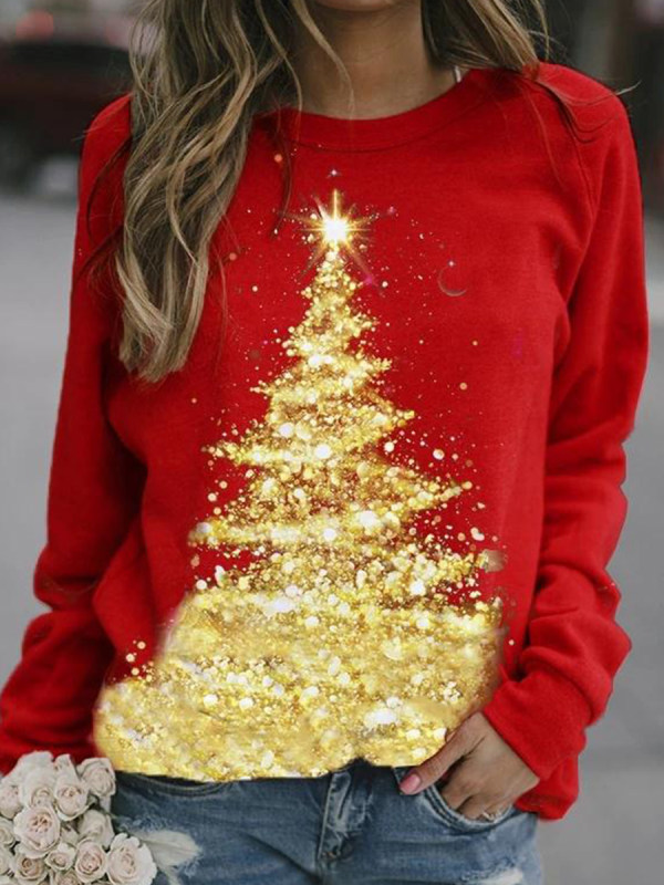 

Christmas Print Crew Neck Sweatshirt