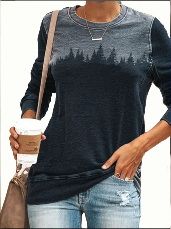 

Womens Long Sleeve Loose Printed Casual Sweatshirt