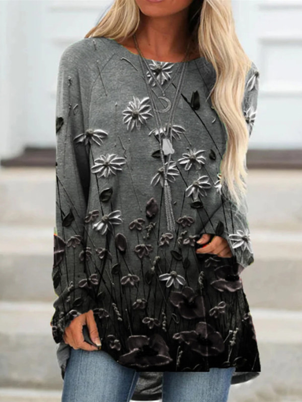 

Vintage Floral Print Long Sleeve T-Shirt