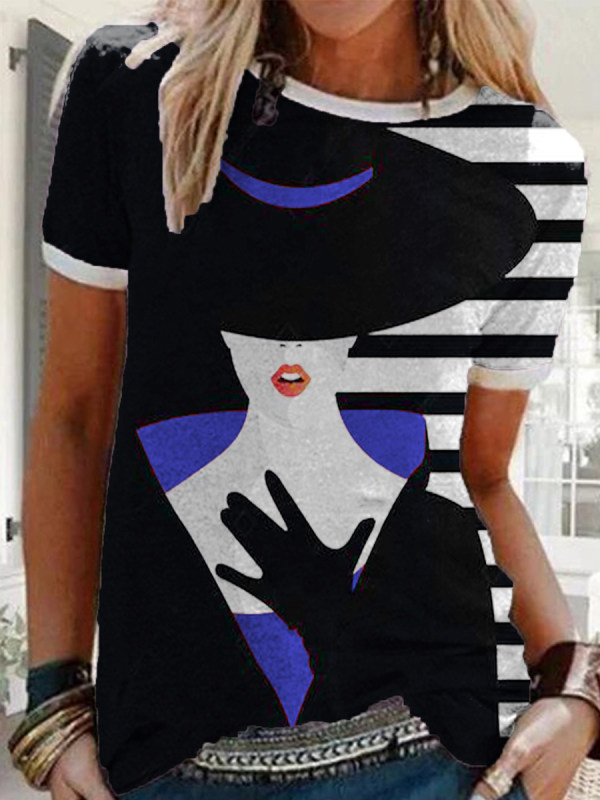 

Abstract Character Print Short Sleeve T-Shirt