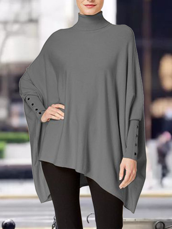 

Casual Solid Color T-Shirt With Irregular Hem