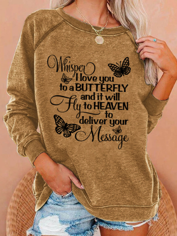 

Women's butterfly letter print sweatshirt