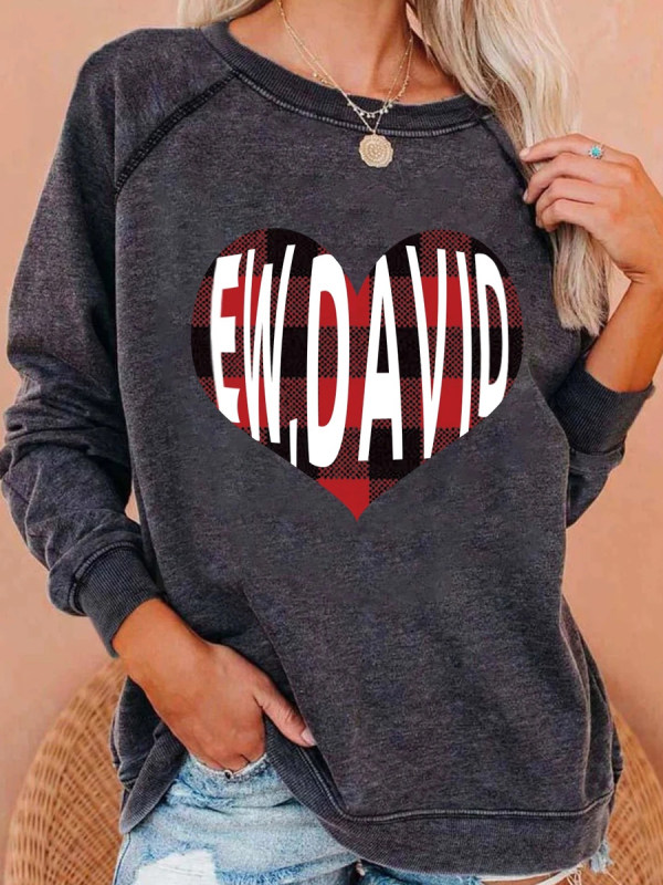 

Casual Letter Love Check Print T-shirt